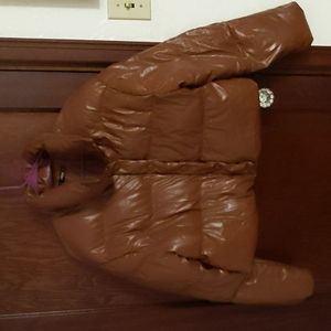 Shein Carmel Brown Puffy Cropped Button Puffer Y2K Jacket Size Large